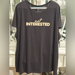 NWT Torrid Deep Black Graphic Tee NOT INTERESTED SIZE 3X
